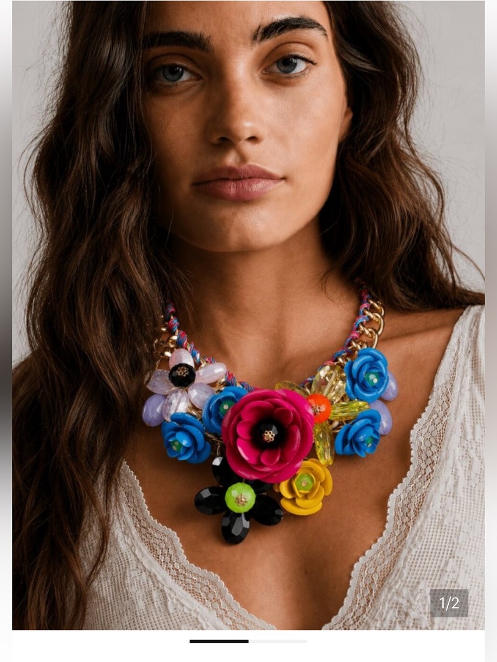 NWOT Aratta Silent Journey- Multicolor Floral Statement Necklace